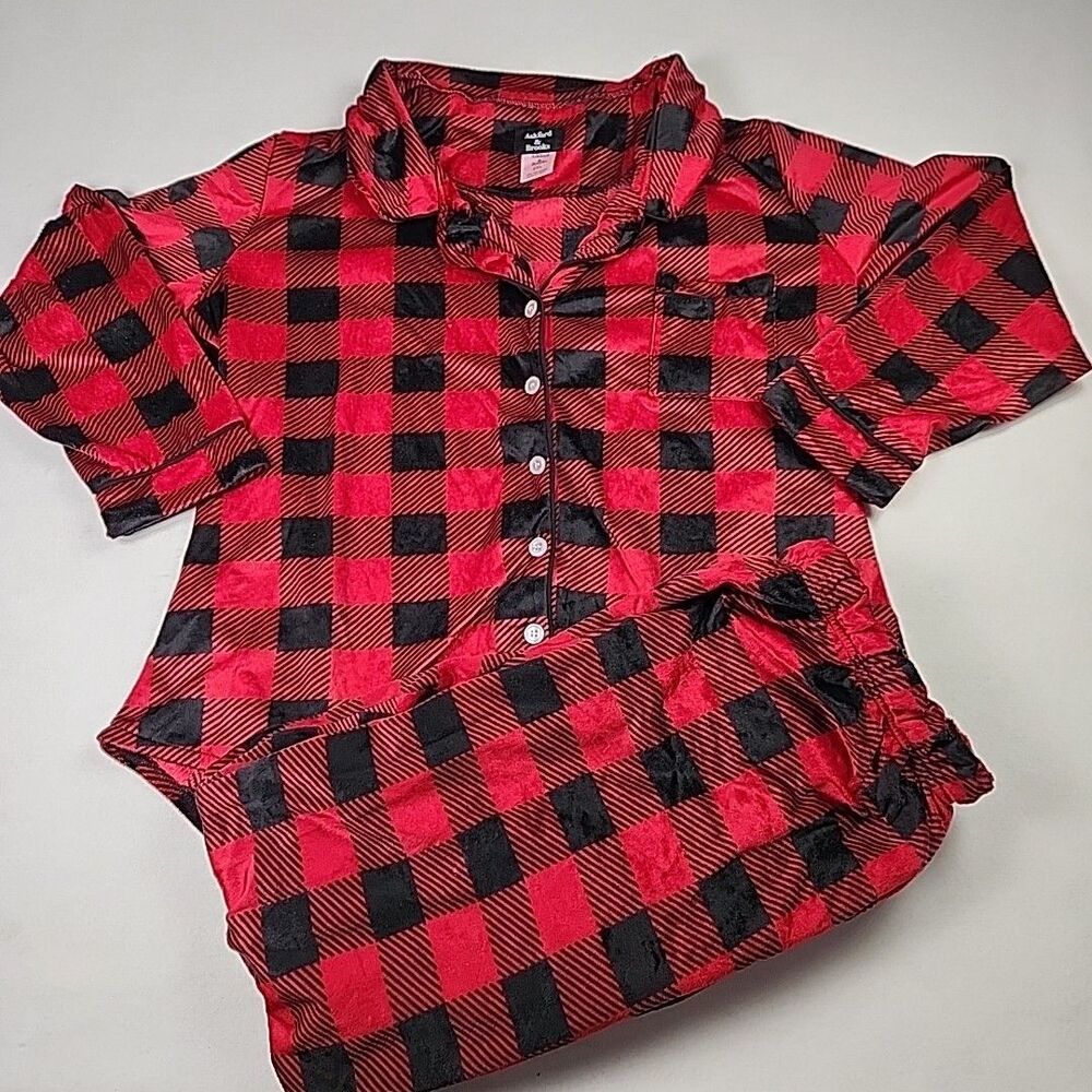 Ashford & Brooks Womens Fleece Long Sleeve Plaid Nightwear Pjs Pajama Set 2XL